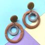Brightly Coloured Wonky Hoop Retro Style Earrings, thumbnail 2 of 9