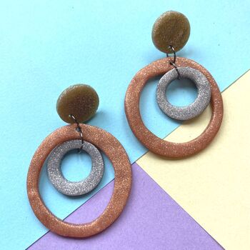 Brightly Coloured Wonky Hoop Retro Style Earrings, 2 of 9