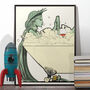 Statue Of Liberty In The Bath, Bathroom Art Print, thumbnail 1 of 6