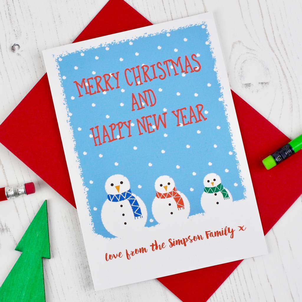 Snowmen Personalised Christmas Card By Adam Regester Design 