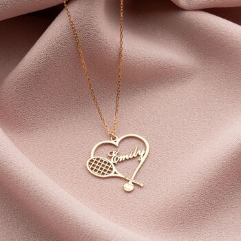 Heart Shaped Tenins Racket Necklace With Name, 5 of 8