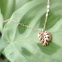 9ct Rose Gold Monstera Palm Leaf Charm Necklace, thumbnail 3 of 5
