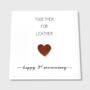 Together For Leather 3rd Anniversary Card Leather Heart, thumbnail 1 of 8