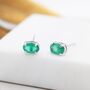 Genuine Green Onyx Stud Earrings Sterling Silver, thumbnail 2 of 12
