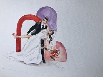 Personalised Bride And Groom Portrait In Watercolour, 5 of 7