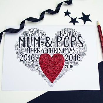 Personalised Christmas Heart Glitter Card, 3 of 6