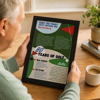 Personalised 80th Birthday Gift Print For Golfer, 2 of 8