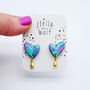 Colourful Abstract Heart Drop Earrings, thumbnail 3 of 5