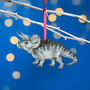 Wooden Triceratops Dinosaur Christmas Tree Decoration, thumbnail 1 of 3