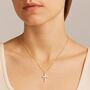 Personalised Gold Plated Silver Pearl Cross Necklace, thumbnail 2 of 10