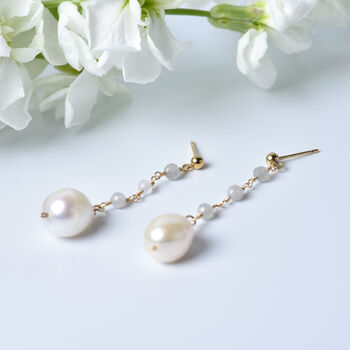 Labradorite And Baroque Pearls Drop Earrings, 4 of 9