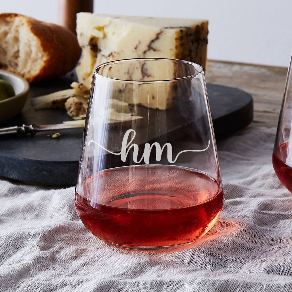 Personalised Script Initials Stemless Glass