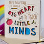 3D Wooden Engraved Teacher Big Heart To Teach Card, thumbnail 3 of 5