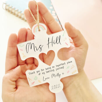 Personalised Teacher Hanging Jigsaw Piece Decoration, 2 of 2