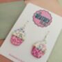Pink Cupcake Glitter Statement Earrings / Baker Gift Idea / Bakery Aesthetic, thumbnail 5 of 5