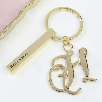 Bar Keyring With Initial Charm, 2 of 6