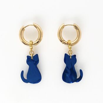 Colour Blocked Cats Hoops Earrings, 5 of 6