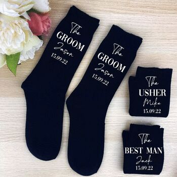 Personalised Groomsmen Gifts Groom Wedding Socks, 8 of 9