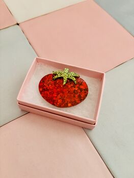 The 'Heirloom Harvest' Tomato Resin Brooch / Tomato Girl Aesthetic / Gift For Gardeners, 5 of 6