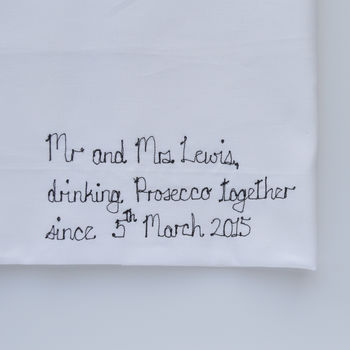 Personalised 'Drinking Prosecco Together' Tea Towel, 4 of 4