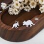 Sterling Silver Mismatched Parasaurolophus And Triceratops Dinosaur Stud Earrings, thumbnail 1 of 11