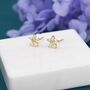 Uncoloured Forget Me Not Flower Cz Stud Earrings, thumbnail 4 of 11