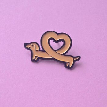 Dachsund Love Heart Enamel Pin Badge, 2 of 4