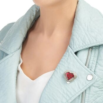 Sterling Silver Heart Brooch With Encased Poppies, 2 of 5