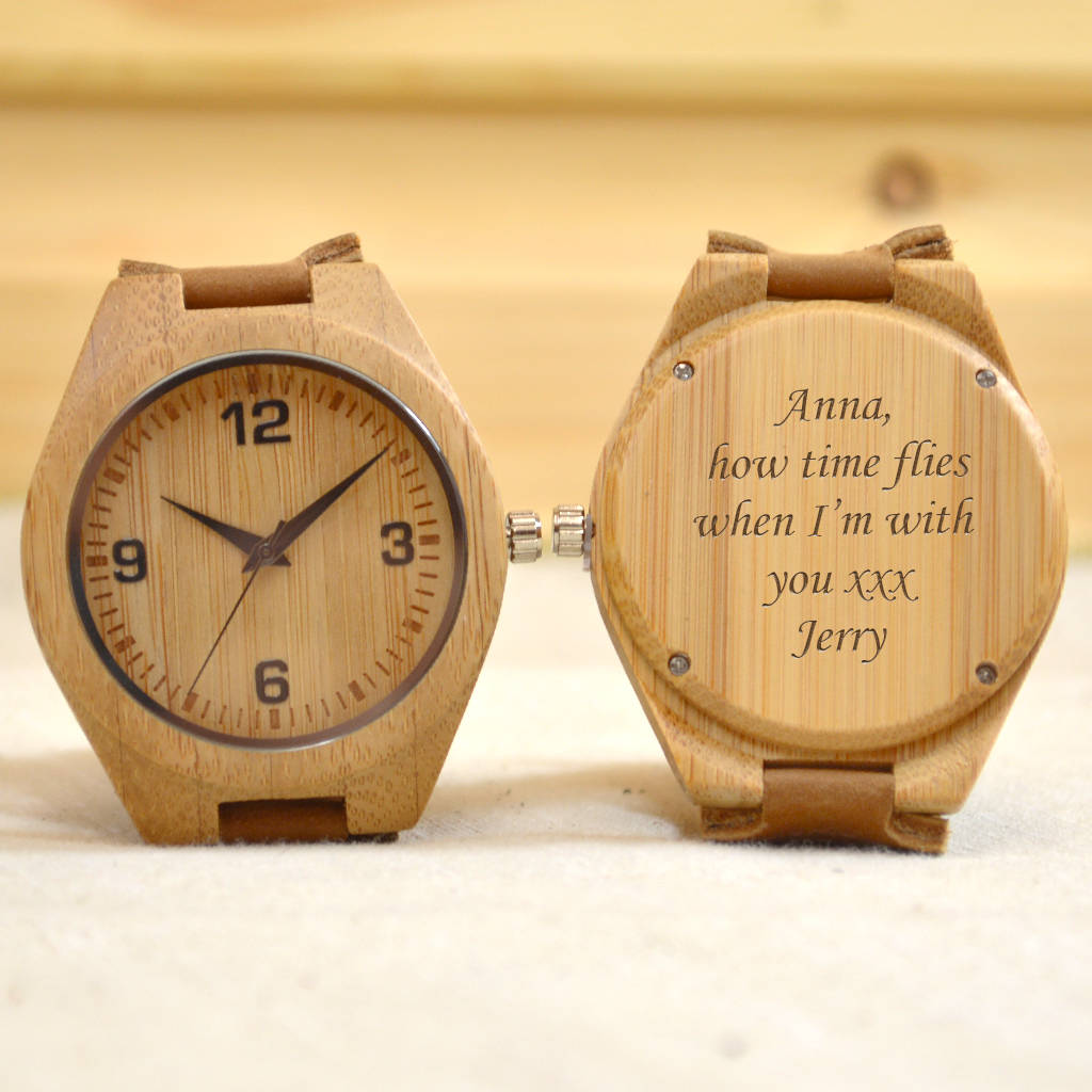 Engraved Wooden Wrist Watch By