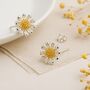 Sterling Silver And Gold Daisy April Birth Flower Earrings, thumbnail 4 of 8