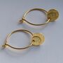 Double Disc Hoops In Gold Plated Sterling Silver, thumbnail 3 of 7
