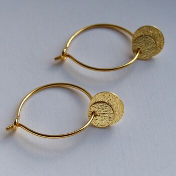 Double Disc Hoops In Gold Plated Sterling Silver, 3 of 7