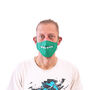 Green Toothy Dinosaur Adult Face Mask, thumbnail 1 of 4