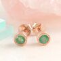 Emerald May Birthstone Rose Gold Stud Earrings, thumbnail 1 of 5
