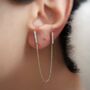 Chained Bar Chain Earring Sterling Silver, thumbnail 1 of 4