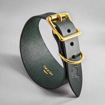 Dark Green Leather Whippet Collar And Matching Lead Set, 2 of 8