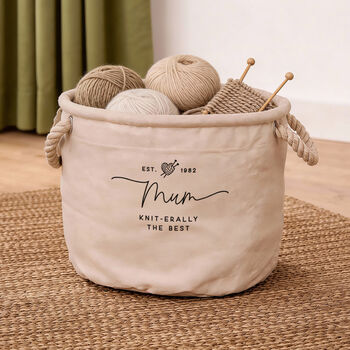 Personalised Knitting Canvas Storage Basket, 3 of 4