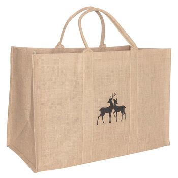 Personalised Natural Jute Deer Log Bag, 2 of 6