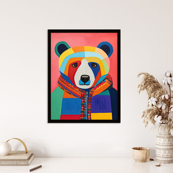 Bright Bold Bear Fun Multicoloured Wall Art Print, 4 of 6