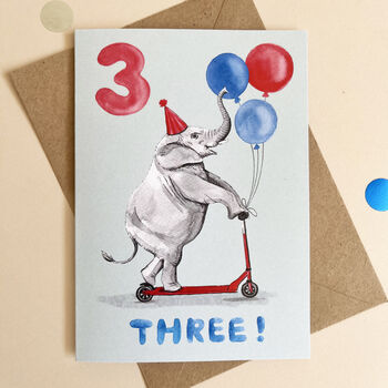 Elephant 3rd Birthday Card, 2 of 6