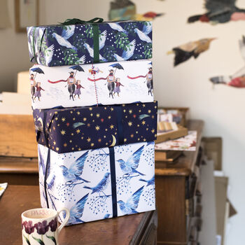 'Mistletoe Dove' Luxury, Recycled Wrapping Paper Pack, 8 of 10