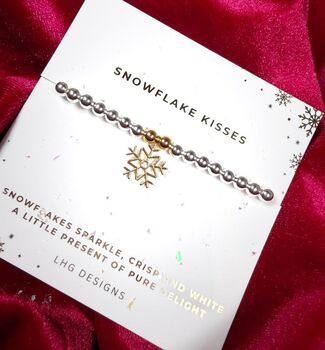 Snowflake Charm Bracelet Christmas Gift For Her, 2 of 4