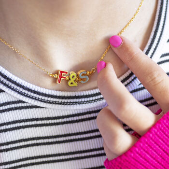 Best Friends Necklace With Enamel Initials, 5 of 10