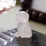 Rose Quartz / Clear Quartz Dog Carved Gemstone, thumbnail 3 of 7