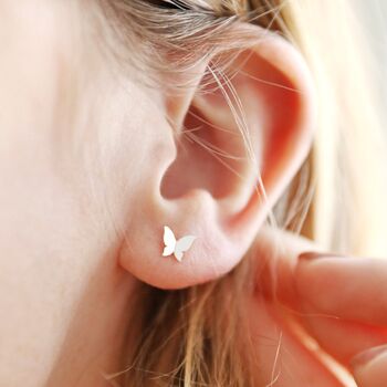 Tiny Butterfly Stud Earrings, 3 of 8