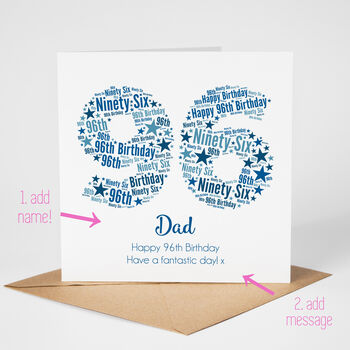 Blue Star Personalised 96th Birthday Card, 2 of 5