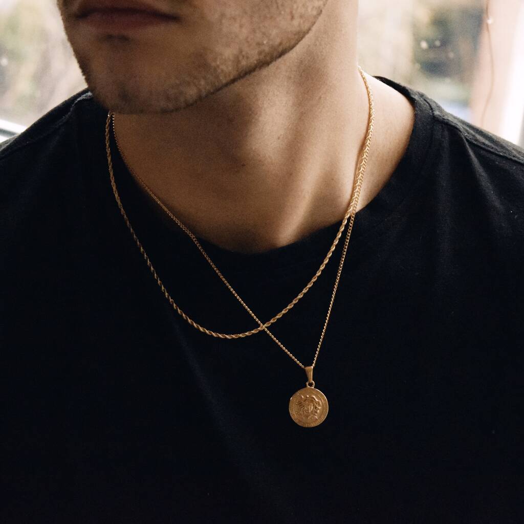 Medusa 18 K Gold Necklace Men Pendants Gift By DIVON