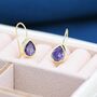 Amethyst Purple Cz Droplet Drop Hook Earrings, thumbnail 7 of 11