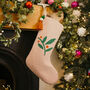 Christmas Stocking Pink Mistletoe Design Punch Needle, thumbnail 3 of 6