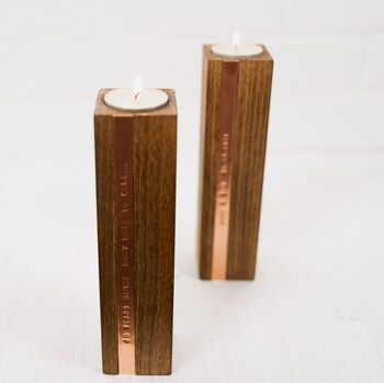 Two Personalised Wooden Tealight Candle Holders, 6 of 10